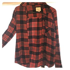 Pink and black button up